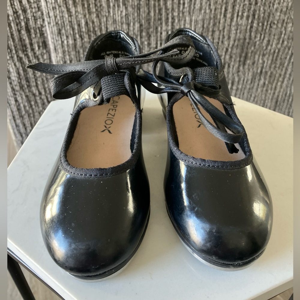 Capezio Girls Tap Shoes Size 9M Teletone Black Great Condition